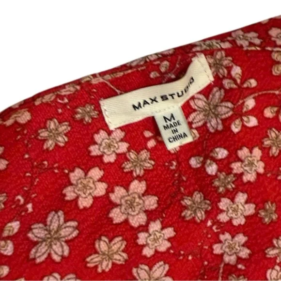Max Studio Red Floral Ruffle Sleeve Wrap Dress - Picture 6 of 6